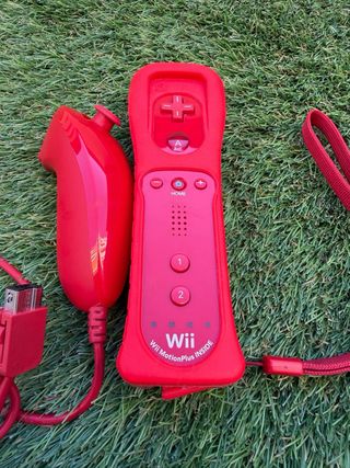 Mando Wii Motion Plus + Nunchuk Rojo