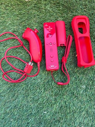 Mando Wii Motion Plus + Nunchuk Rojo