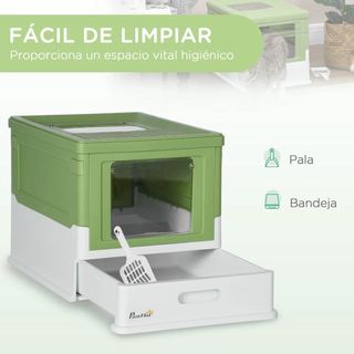 Arenero Cubierto para Gatos Desmontable Verde