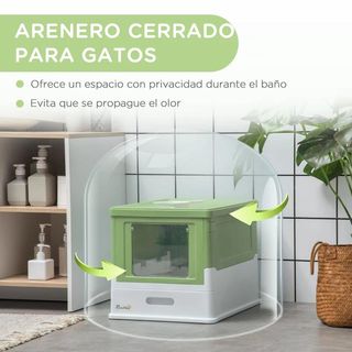 Arenero Cubierto para Gatos Desmontable Verde