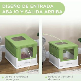 Arenero Cubierto para Gatos Desmontable Verde