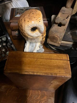 Antica scatola in legno decorata anni '50