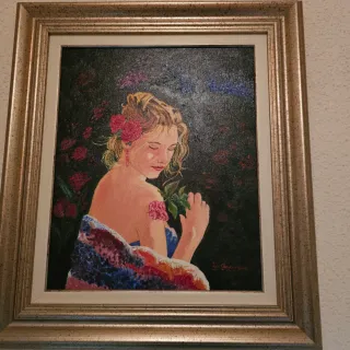 Cuadro pintado a mano retrato mujer