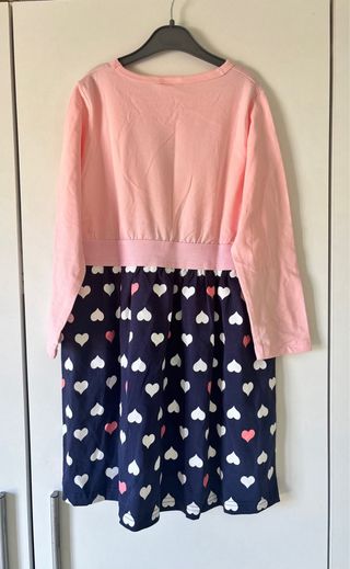 Vestido niña corazón lentejuelas rosa