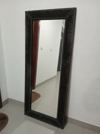 Espejo Marco Madera Negro/Marrón