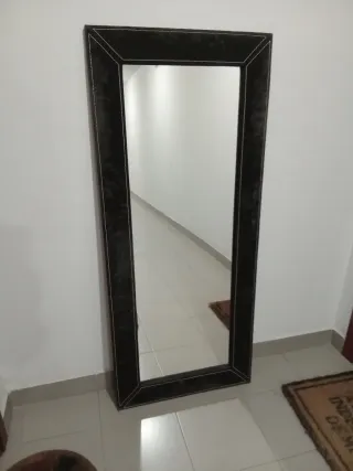 Espejo Marco Madera Negro/Marrón