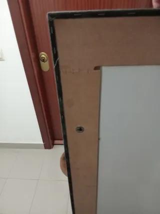 Espejo Marco Madera Negro/Marrón