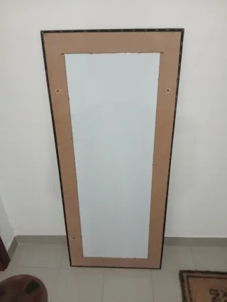 Espejo Marco Madera Negro/Marrón