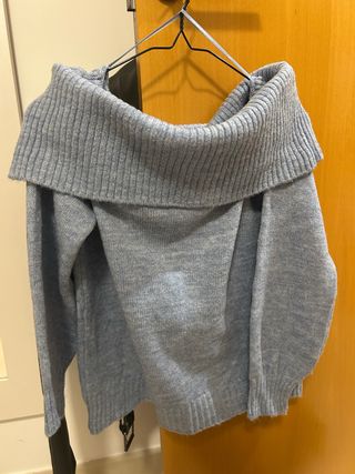 Jersey punto escote Bardot azul