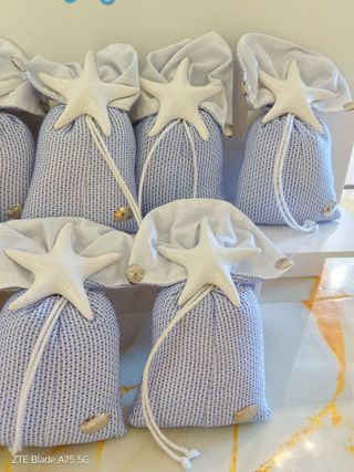 Sacchetto bomboniera bianco e blu con stella