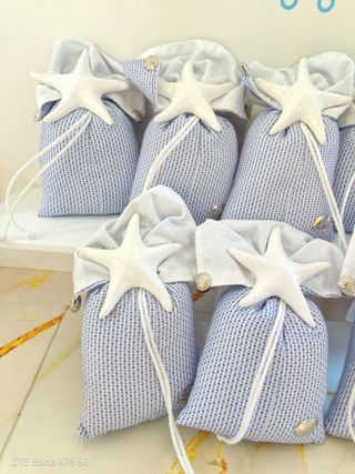 Sacchetto bomboniera bianco e blu con stella