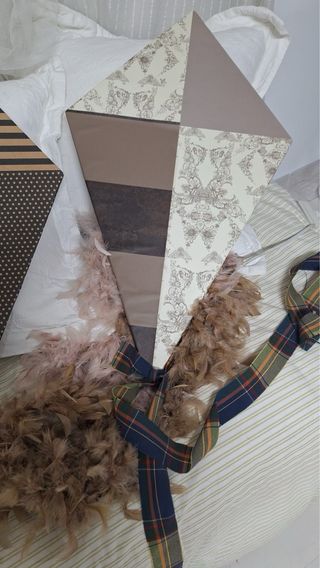 3 Cometas Papel Decoradas Cartón Pluma