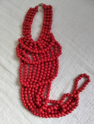 Collar Jirafa Madera Reversible Rojo nuevo