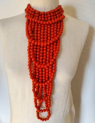 Collar Jirafa Madera Reversible Rojo nuevo