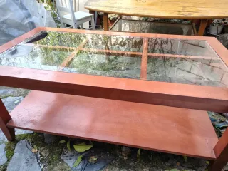 Mesa Centro Elevable de madera y cristal