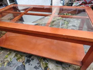 Mesa Centro Elevable de madera y cristal