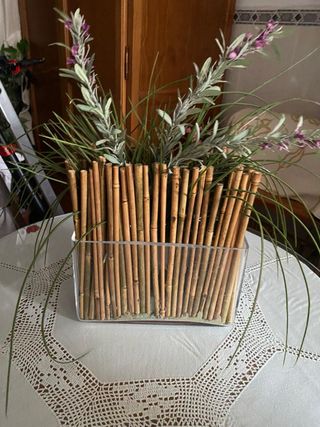 Jarrón bambú y cristal