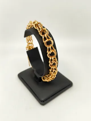 Pulsera Oro 18kt cadena doble hungarina