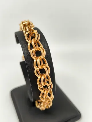 Pulsera Oro 18kt cadena doble hungarina