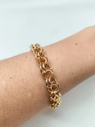 Pulsera Oro 18kt cadena doble hungarina