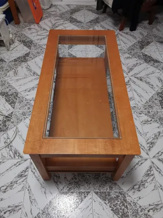 Mesa de centroCristal madera elevable