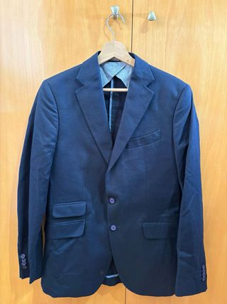 Americana Mango Hombre Azul