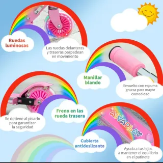Patinete rosa niña plegable musica y luces nuevo
