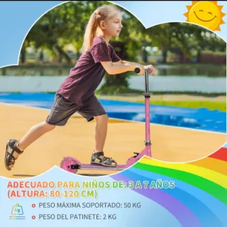 Patinete rosa niña plegable musica y luces nuevo