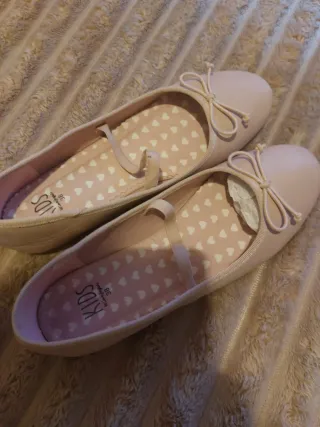 Manoletinas niña rosa lazo talla 38