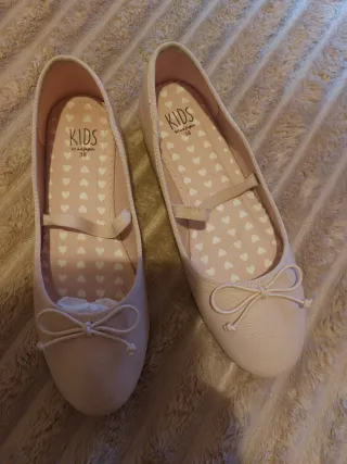 Manoletinas niña rosa lazo talla 38