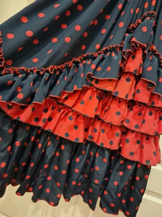 Vestido Flamenca lunares azul y rojo