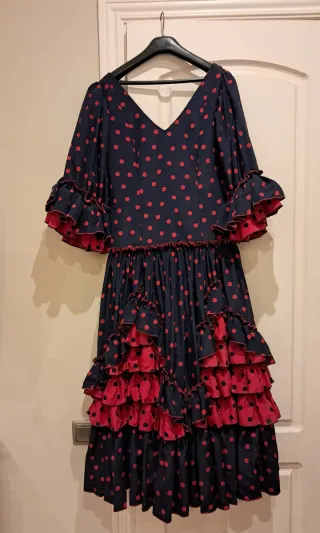 Vestido Flamenca lunares azul y rojo