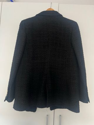 Blazer Zara Tweed Nero con Bottoni Dorati