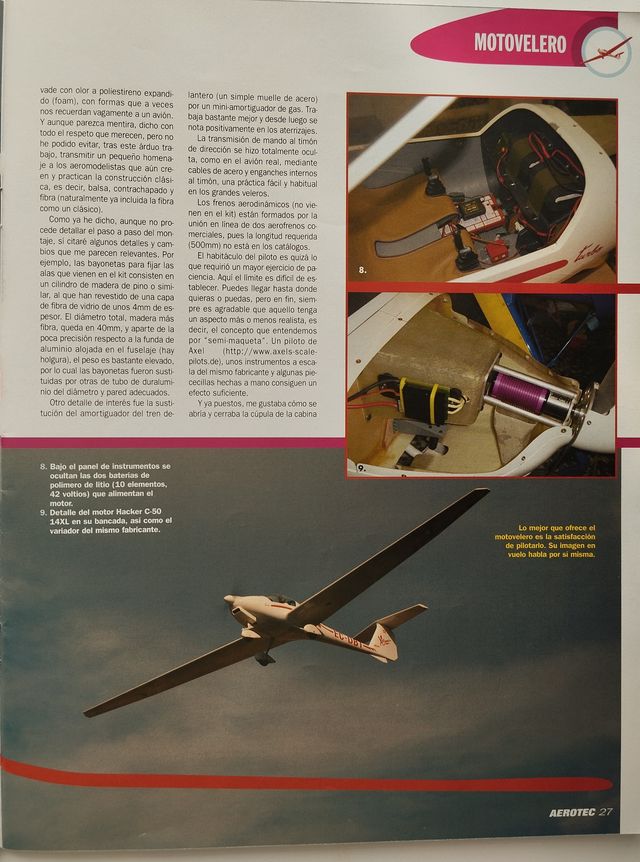 Aeromodelismo Motovelero Super Dimona escala 1/2,8