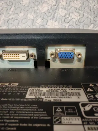 Monitor ASUS VW225N TFT Negro