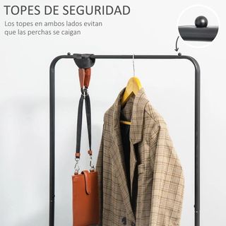 Perchero con Zapatero con Ruedas con Barra Negro