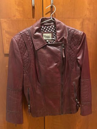 Chaqueta de piel ORPELL granate talla 42