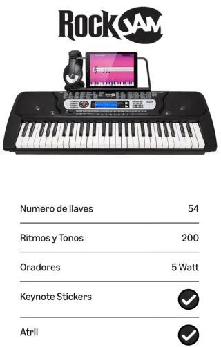 Teclado digital RockJam RJ654 LCD 54 Teclas. NUEVO