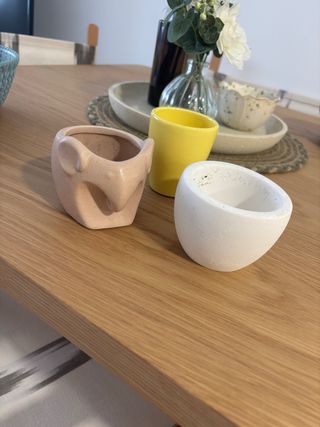 Lote 3 Macetas Pequeñas Cerámica/Piedra