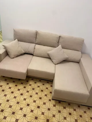 Sofá modular beige de tela