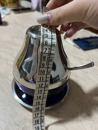 Zuccheriera in vetro blu a forma di pera vintage