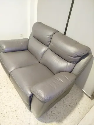 Sofá de 2 plazas en piel gris