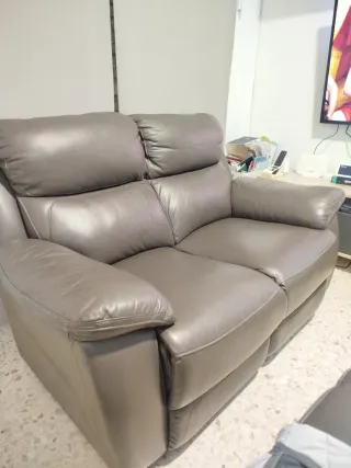 Sofá de 2 plazas en piel gris