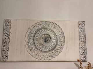 Cuadro Decorativo Metal y Madera Gris Blanco