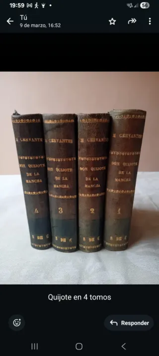 Libro Quijote de la Mancha, Cervantes 1863,4 Tomos