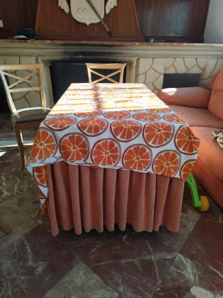 Mesa camilla naranja con cristal+radiador