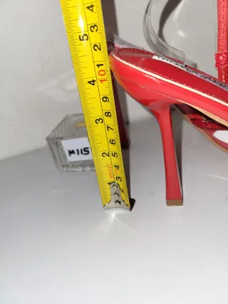 M115 Scarpe rosse con tacco e glitter