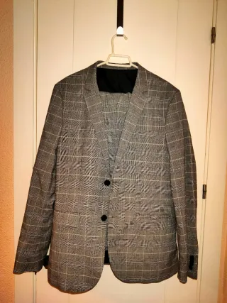 Abito H&M a quadri grigio, giacca taglia 50 e pantaloni taglia 44