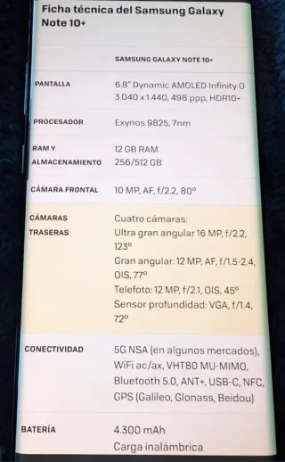 Samsung Galaxy Note 10+ Impecable