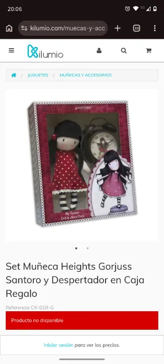 Set Muñeca Gorjuss Santoro y Despertador